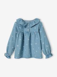 Denim Shirt with Floral Print, for Girls