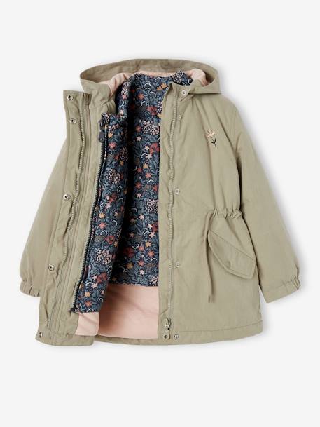 3-in-1 Parka for the Midseason, for Girls aqua green+rosy 