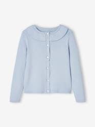 Girls-Cardigans, Jumpers & Sweatshirts-Cardigans-Cropped Cardigan with Wide Collar for Girls