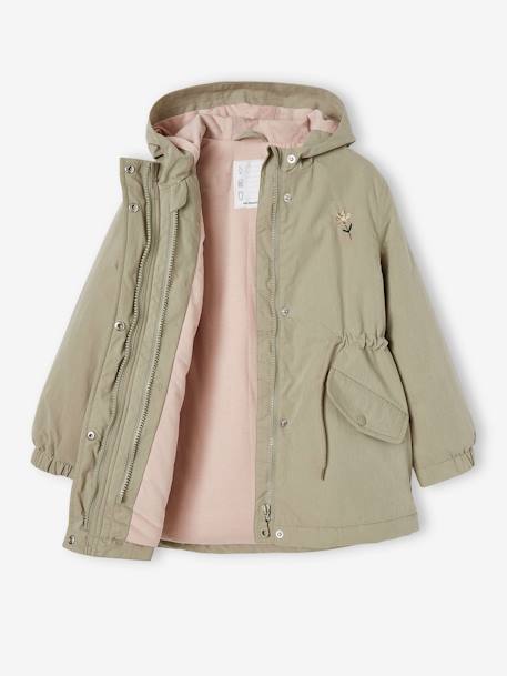 3-in-1 Parka for the Midseason, for Girls aqua green+rosy 