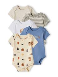 Baby-Bodysuits & Sleepsuits-Pack of 5 Short Sleeve "Elephant" Bodysuits for Babies