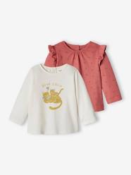 Baby-T-shirts & Roll Neck T-Shirts-Pack of 2 Long Sleeve Basic Tops for Babies