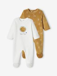 Baby-Pack of 2 Lion Sleepsuits in Velour for Baby Boys
