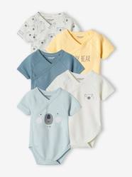 Baby-Bodysuits & Sleepsuits-Pack of 5 Bodysuits for Newborn Babies, Front Opening