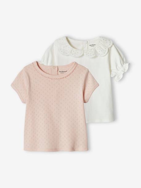 Pack of 2 Short Sleeve Tops for Babies rosy 