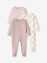 Pack of 3 Basic Sleepsuits in Interlock Fabric for Babies
