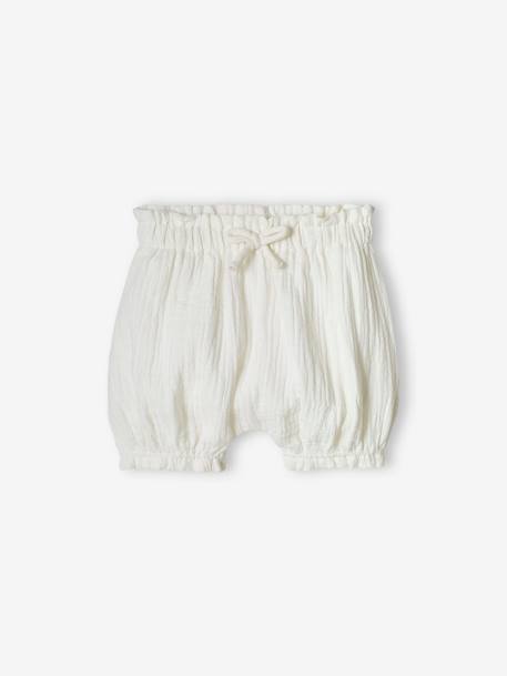 Pack of 2 Pairs of Bloomer Shorts in Cotton Gauze for Babies white 