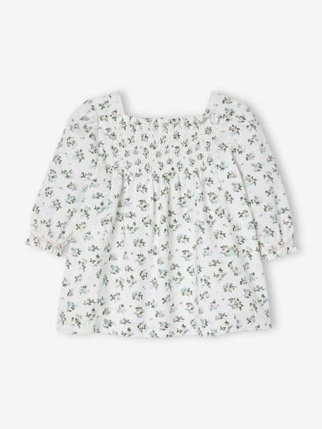 Smocked Dress with Flowers, for Babies white 