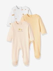 Baby-Pyjamas-Pack of 3 Basic Sleepsuits in Interlock Fabric for Babies