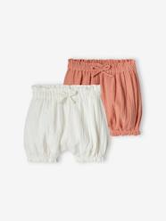 Baby-Pack of 2 Pairs of Bloomer Shorts in Cotton Gauze for Babies