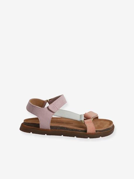 Hook-and-Loop Leather Sandals for Girls lilac 