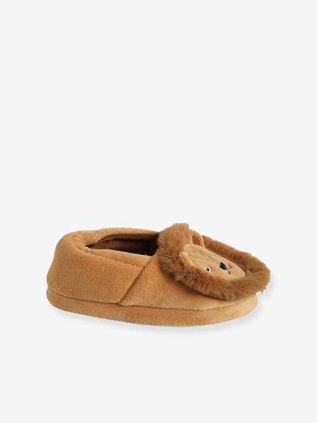 Lion Slippers with Velour Interior for Children cappuccino 