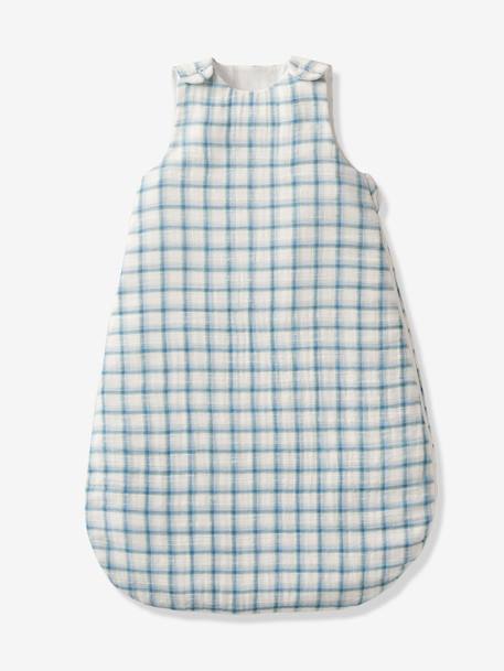 Summer Special Cotton Gauze Baby Sleeping Bag, Checks, Oeko-Tex® BLUE LIGHT CHECKS+PINK MEDIUM CHECKS 