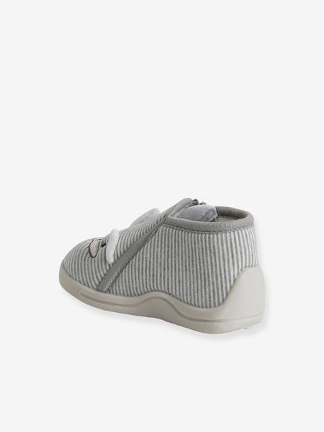 Canvas Slippers with Zip, for Babies striped grey 