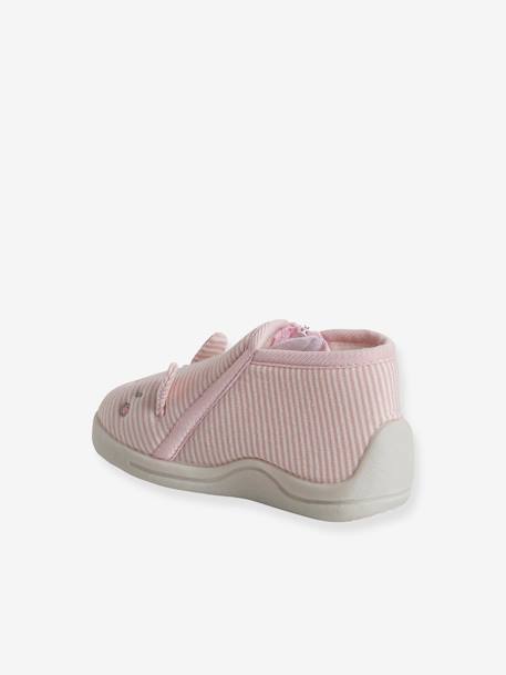 Canvas Slippers with Zip, for Babies striped pink 