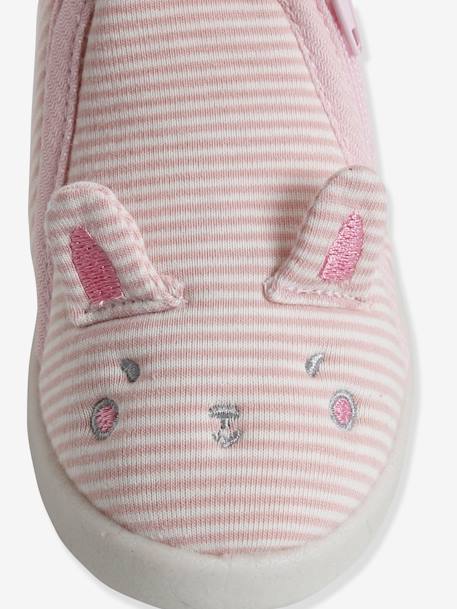 Canvas Slippers with Zip, for Babies striped pink 