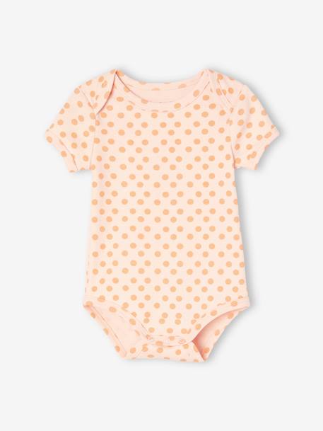 Pack of 3 Short Sleeve Bodysuits, Cutaway Shoulders, For Babies rosy apricot 