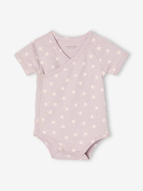 Pack of 3 Short Sleeve Bodysuits for Newborn Babies lilac 