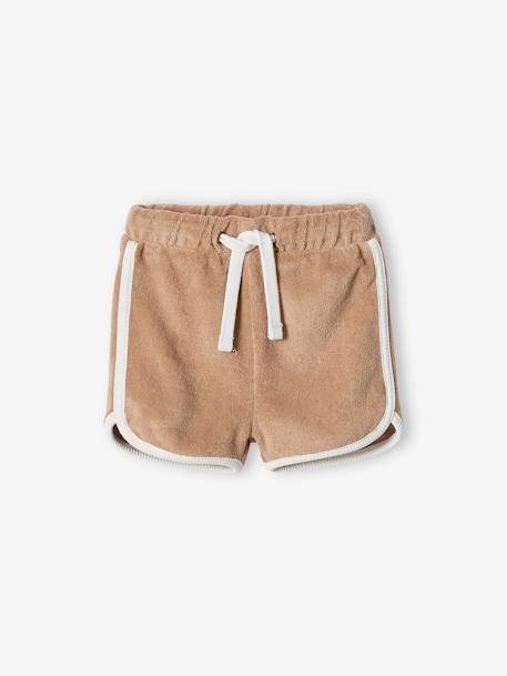 Terry Cloth Shorts + T-Shirt Ensemble for Babies taupe 
