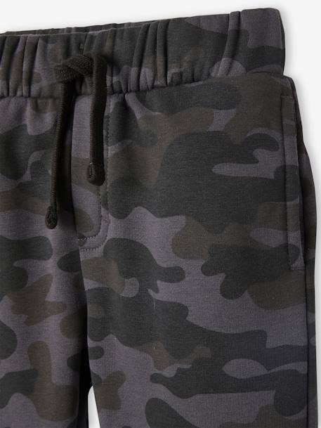 Fleece Joggers with Camouflage Print, for Boys printed black 