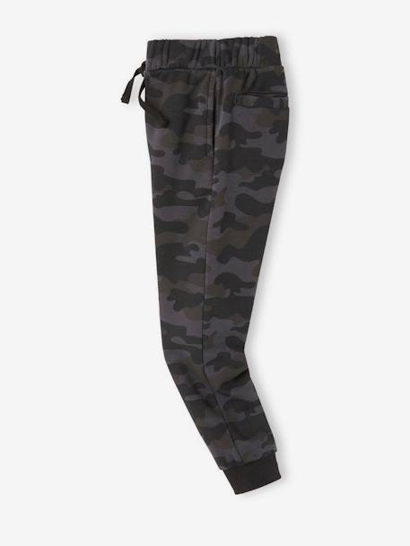 Fleece Joggers with Camouflage Print, for Boys printed black 