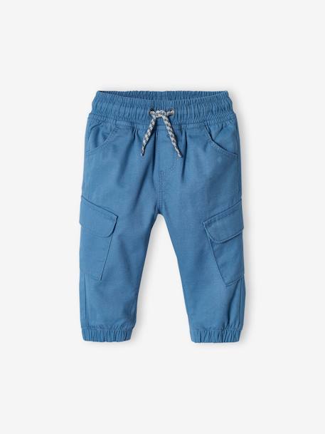 Cargo-type Trousers, for Boys denim blue+GREEN MEDIUM SOLID 