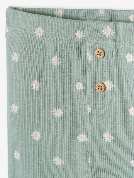 Plain Rib Knit Leggings for Babies printed beige+sage green 