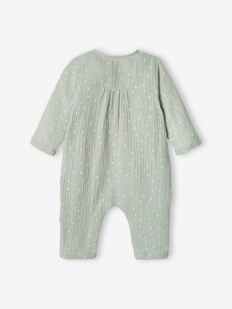 Wrap-Over Sleepsuit in Cotton Gauze, Special Opening for Newborn Babies aqua green 