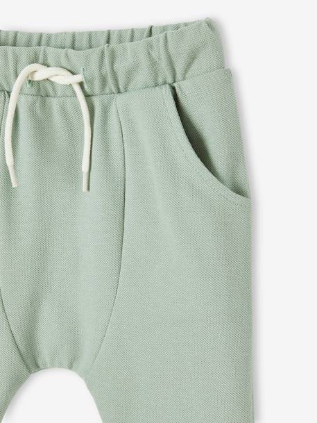 Piqué Knit Trousers for Babies aqua green+brown 
