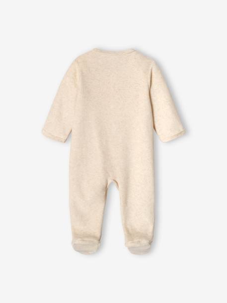 Velour Sleepsuit with Front Opening, for Babies marl beige 