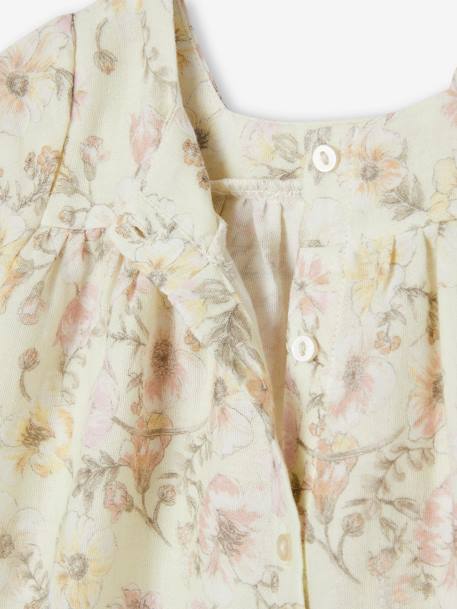 Short Sleeve Floral Dress for Babies ecru 