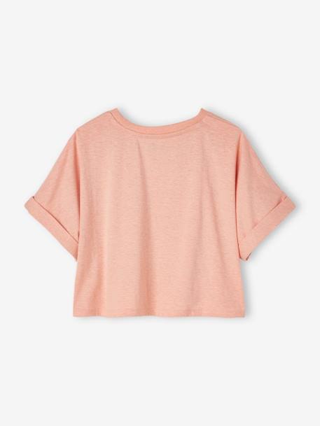 Cropped Sports T-Shirt with Muse Motifs for Girls apricot 