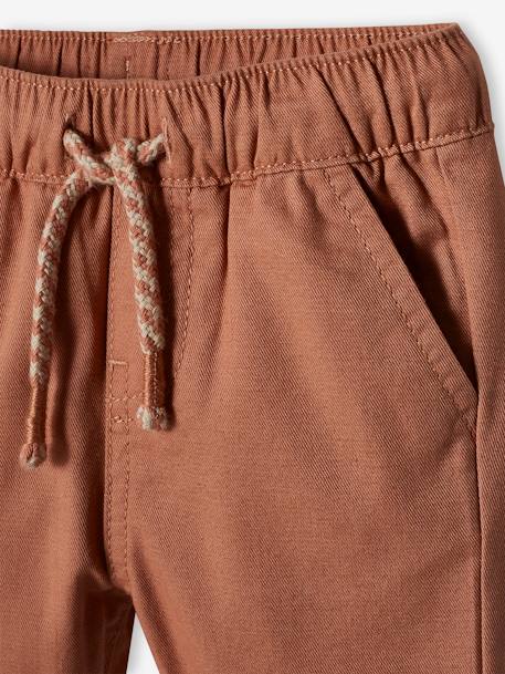 Canvas Trousers with Elasticated Waistband for Baby Boys pecan nut+sky blue 