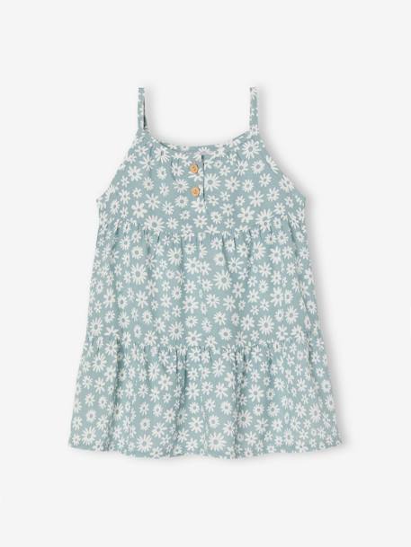 Fluid Dress with Ruffles for Babies grey blue+old rose 