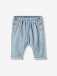 -Embroidered Harem-Style Denim Trousers for Babies