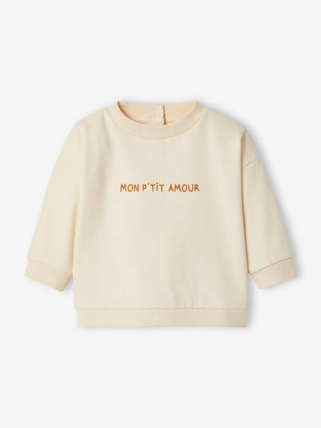 Sweatshirt with Message for Babies ecru+GREEN MEDIUM SOLID WITH DESIG 