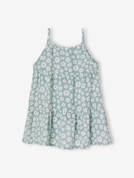 Fluid Dress with Ruffles for Babies grey blue 