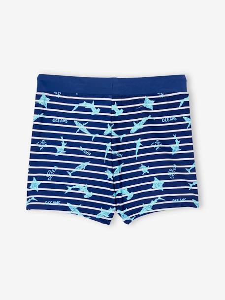 Swim Boxers with Tropical Print for Boys striped navy blue 