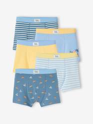Boys-Underwear-Pack of 5 Stretch Boxer Shorts, Surf, for Boys