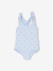 Baby-Swim & Beachwear-Reversible Swimsuit in Gingham/Stripes & Flowers for Baby Girls
