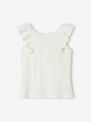 Girls-Tops-Top with Ruffle, in Pointelle Knit, for Girls