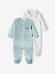 Baby-Pyjamas-Pack of 2 Boat Sleepsuits in Velour for Baby Boys