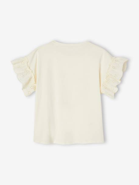 T-Shirt with Crown & Iridescent Details, for Girls ecru 
