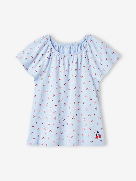 Printed Blouse with Butterfly Sleeves, for Girls sky blue 