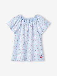 -Printed Blouse with Butterfly Sleeves, for Girls