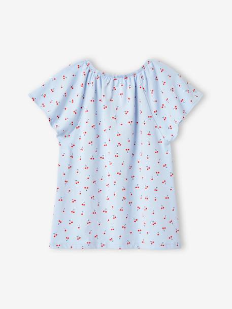Printed Blouse with Butterfly Sleeves, for Girls sky blue 