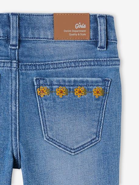 Cropped Denim Trousers with Embroidered Flowers for Girls stone 