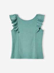 Girls-Top with Ruffle, in Pointelle Knit, for Girls