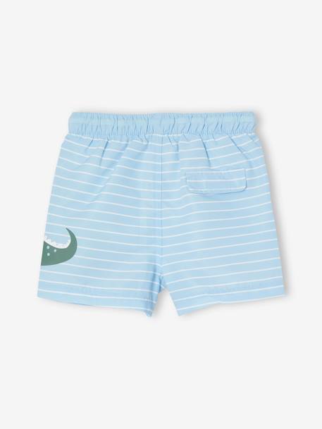 Swim Shorts with Crocodile Print, for Baby Boys striped blue 