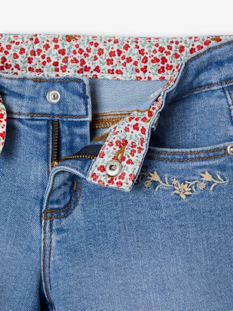 Denim Shorts with Floral Print & Embroidered Bow, for Girls brut denim+double stone 